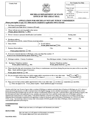 Michigan Notary Public Commission Application