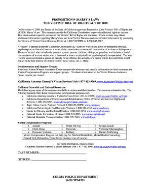 California Proposition 9 Victims' Rights Information Sheet