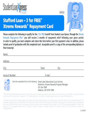 Stafford Loan Xtreme Rewards Repayment Card