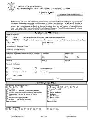 Police Report Request Form