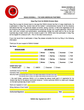 WAKA Division Bar Easy Pay Form