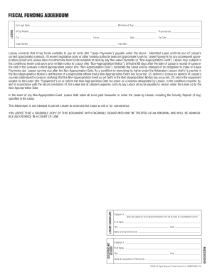 Fiscal Funding Addendum