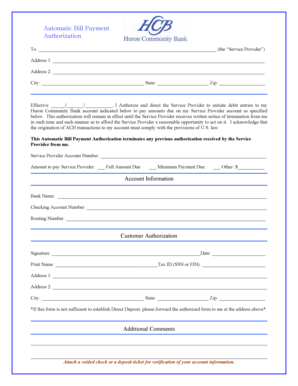 Automatic Bill Payment Authorization Form