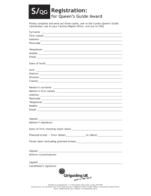 Queen's Guide Award Registration Form