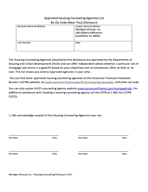 Housing Counseling Agencies Disclosure