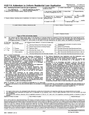 HUD/VA Addendum to Uniform Residential Loan Application