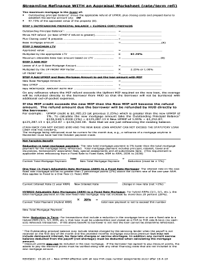 Streamline Refinance With Appraisal Worksheet