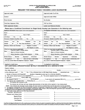 USDA Single Family Housing Loan Guarantee Request