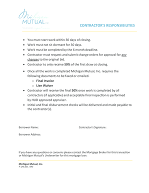 Contractor Responsibilities Agreement