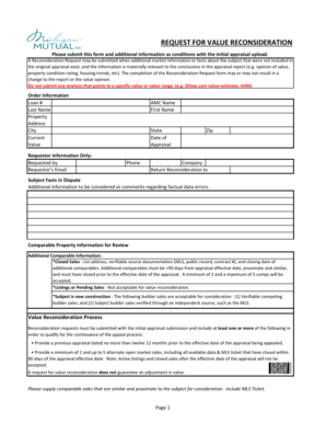 Request for Value Reconsideration Form