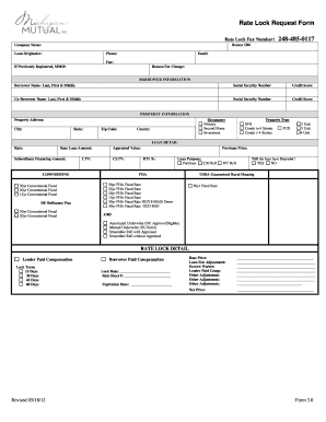 Rate Lock Request Form