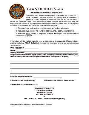 Tax Payment Information Request Form