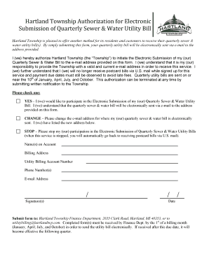 Hartland Township Electronic Utility Bill Authorization Form