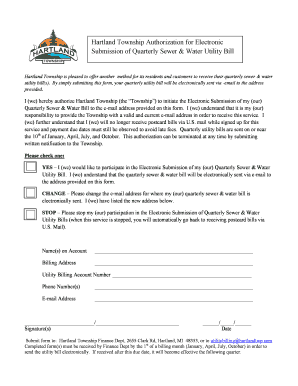 Hartland Township Electronic Bill Authorization Form