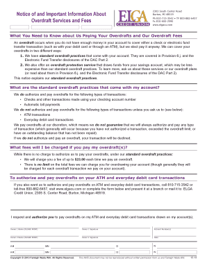 Notice of Overdraft Services and Fees