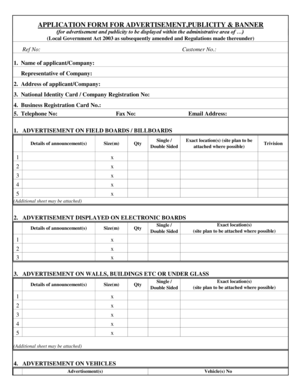 Advertisement Application Form
