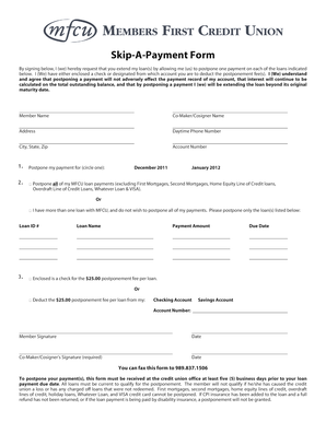 Skip-A-Payment Loan Request Form