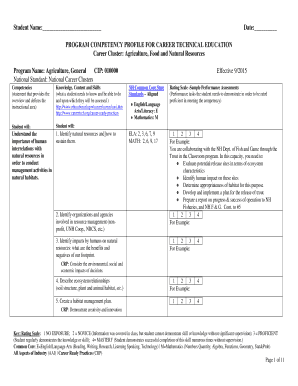 Agriculture Competency Profile Form