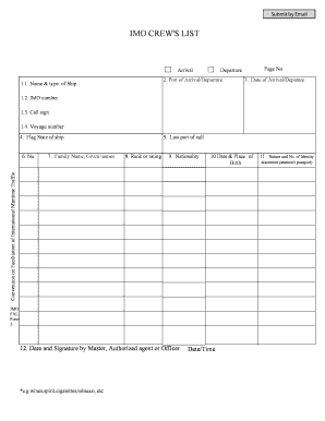 IMO Crew's List Form