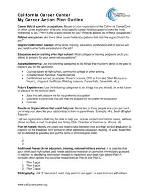 California Career Action Plan Outline