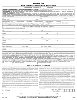 VISA Business Credit Card Application