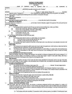 Construction Industry Employment Contract