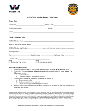 Receipt template genio - 2015 OOIDA Member Rebate Claim Form Dealer Info Dealership: Dealer Code: Dealer Sales Person: Phone: Email: OOIDA Member Info OOIDA Member Name: Name of Business/Company Name: OOIDA Membership Number: Must be valid member for at least 30