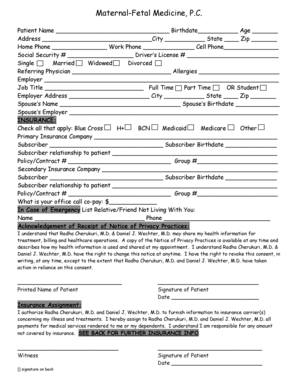 Prenatal Genetic Screen Form