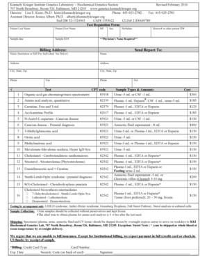 Kennedy Krieger Genetics Test Requisition Form