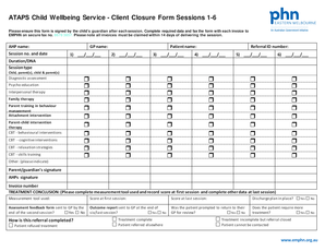 ATAPS Child Wellbeing Service Client Closure Form