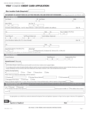 Visa College Credit Card Application
