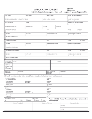 California Tenant Rental Application