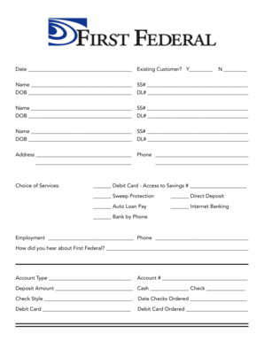 First Federal Bank Account Opening Form