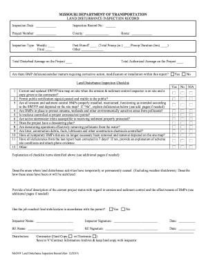 Missouri Land Disturbance Inspection Record
