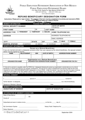 New Mexico Refund Beneficiary Designation Form