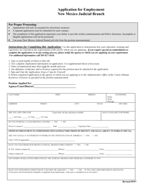 New Mexico Judicial Branch Employment Application