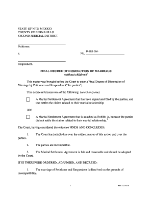 Final Decree of Dissolution of Marriage