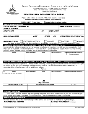 New Mexico Public Employee Beneficiary Designation Form