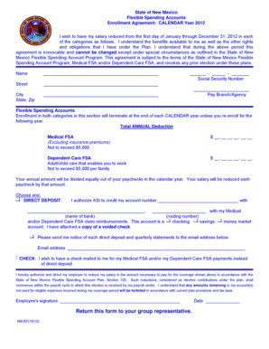 New Mexico Flexible Spending Account Enrollment Agreement