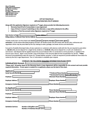 City of Pocatello Utility Service Application