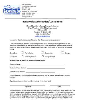 City of Pocatello Utility Billing Authorization Form