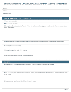 Environmental Questionnaire and Disclosure Statement