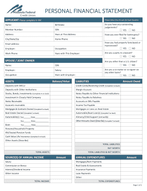 Personal Financial Statement