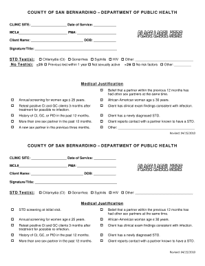 San Bernardino STD Test Form