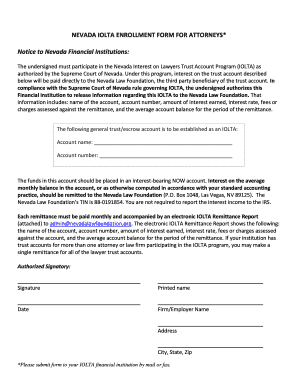 Nevada IOLTA Enrollment Form for Attorneys
