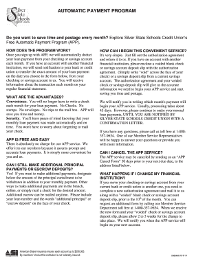 Silver State Schools Credit Union Automatic Payment Program Authorization