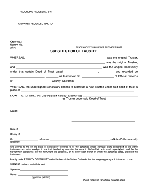 Substitution of Trustee Form
