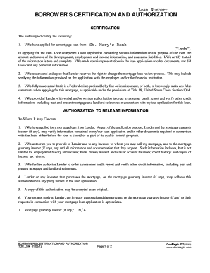 Borrower's Certification and Authorization