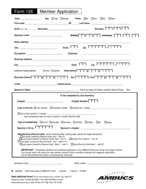 Form 126 Member Application