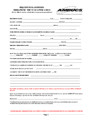 AmTryke Therapeutic Tricycle Application